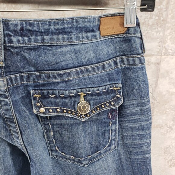 Distressed Embellished Holey Low Rise Straight Leg Jeans Vigoss Collection Sz 9 - Picture 4 of 12